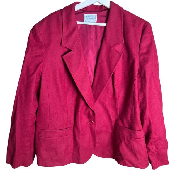 Pendleton Size 22W Wool Pink Button Blazer Burgundy - Picture 1 of 7